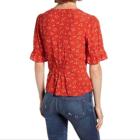 Madewell Women's Polka Dot Day Light Top In Dotti Dot Estruscan Clay Size 12 - Picture 4 of 8